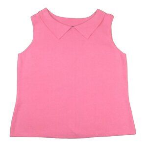 Womens Bright Pink Sleeveless Collared Top V-Neck Cotton Blend Size XL    JH1115